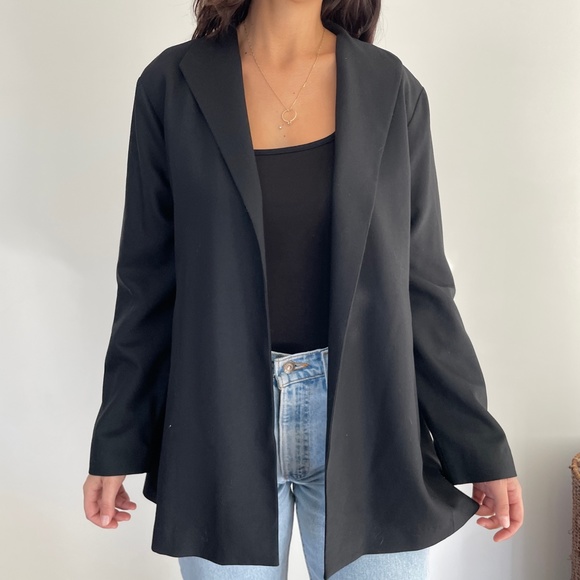 Eileen Fisher Jackets & Blazers - Eileen Fisher wool stretch long open front cardigan in black M